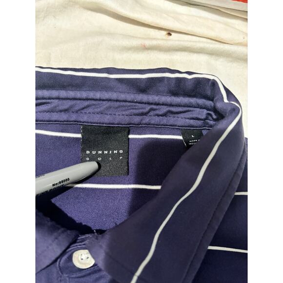 Dunning Golf Polo Shirt Blue Striped Men's Size L Short Sleeve Heavy Weight - Picture 7 of 8